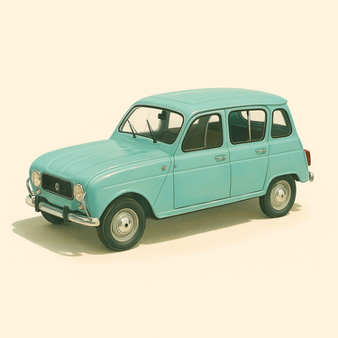 Photo professionnelle de la voiture miniature Renault 4L Verte Boite Plexi - Image clean haute qualité