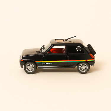 Photo professionnelle de la voiture miniature Renault 5 Le Car Van Heuliez Noire De 1979 - Image clean haute qualité