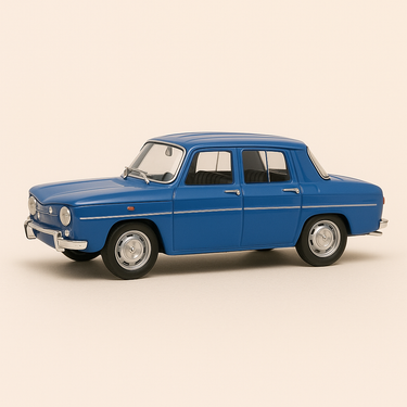 Photo professionnelle de la voiture miniature Renault 8 Gordini 1100 Bleue De 1965 - Image clean haute qualité