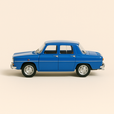 Photo professionnelle de la voiture miniature Renault 8 Gordini Bleue De 1966 Echelle 1 24Eme - Image clean haute qualité