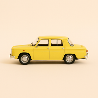 Photo professionnelle de la voiture miniature Renault 8 Jaune De 1964 - Image clean haute qualité