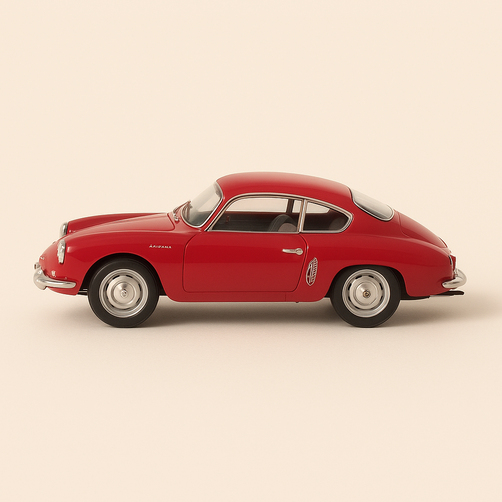 Photo professionnelle de la voiture miniature Renault Alpine A106 Mille Miles Rouge De 1956 Grande Boite Plexi - Image clean haute qualité
