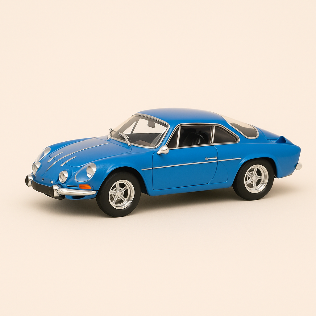Photo professionnelle de la voiture miniature Renault Alpine A110 1600S Bleue De 1973 Echelle 1 24Eme - Image clean haute qualité