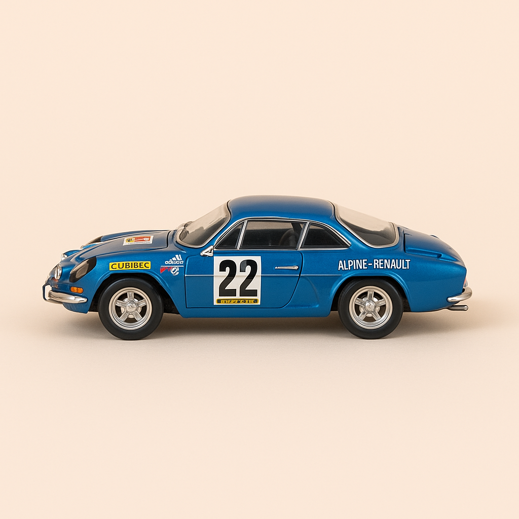 1971 azul Renault Alpine A110 Coupe des Alpes (número 22)