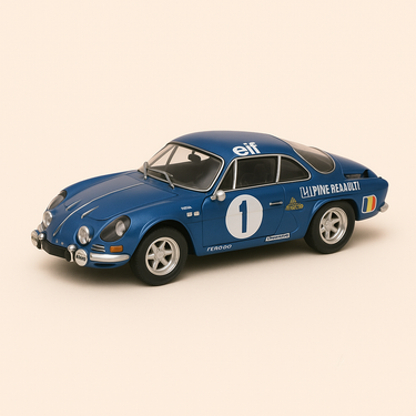 Photo professionnelle de la voiture miniature Renault Alpine A110 Rallye De Lacropole De 1973 - Image clean haute qualité