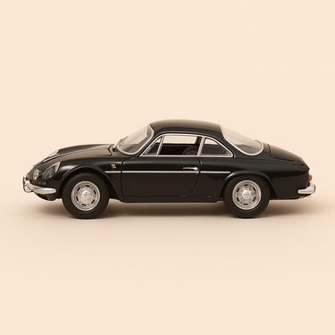Photo professionnelle de la voiture miniature Renault Alpine Berlinette Dinalpin Noire De 1967 - Image clean haute qualité
