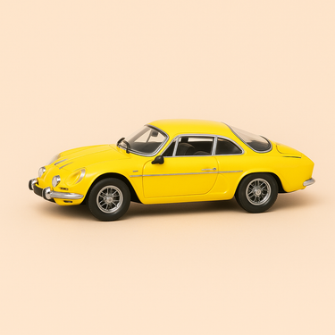 Photo professionnelle de la voiture miniature Renault Alpine Berlinette Fasa Jaune Et Grise De 1971 - Image clean haute qualité