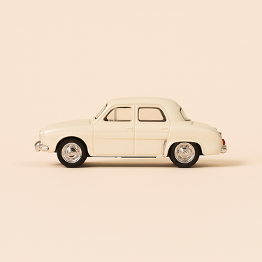 Photo professionnelle de la voiture miniature Renault Dauphine Blanche De 1962 - Image clean haute qualité
