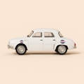 Photo professionnelle de la voiture miniature Renault Dauphine Blanche Presse Tour De France 1965 - Image clean haute qualité