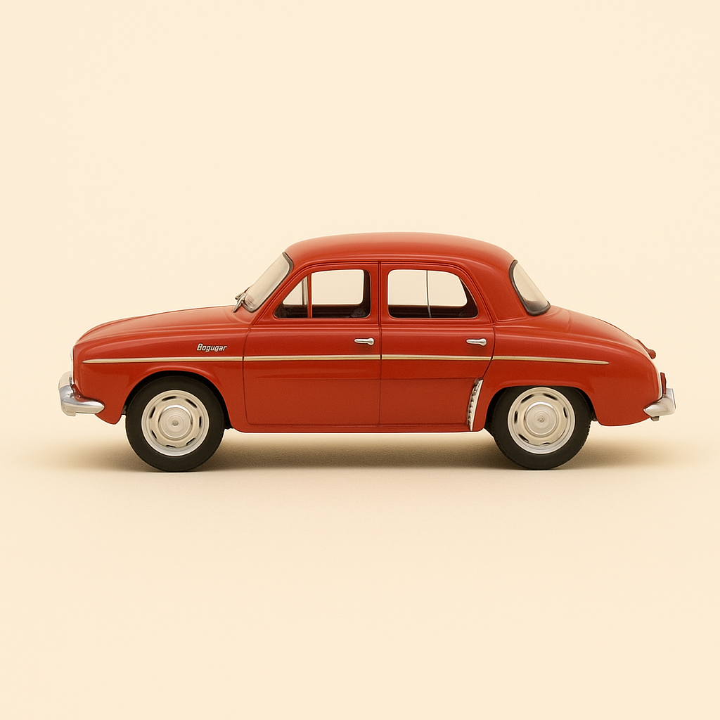 Renault Dauphine rojo/naranja con detalles dorados