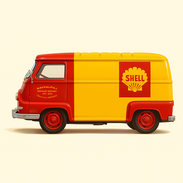 Photo professionnelle de la voiture miniature Renault Estafette Shell - Image clean haute qualité