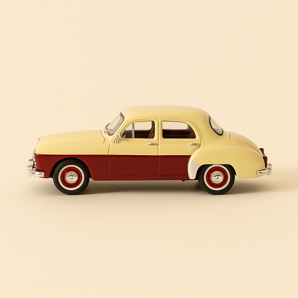 Beige a bordeauxrout Renault Frégate vun 1959