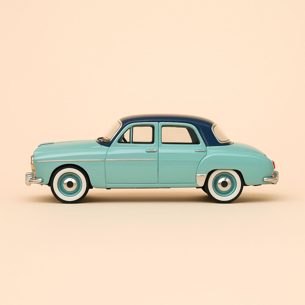 Renault Frégate Grand Pavois, hellblo mat donkelbloem Daach, 1956 (Moossstaf 1:24)