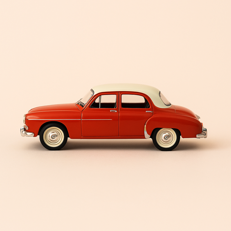 Renault Frégate Grand Pavois orange mat wäissem/crème Daach vun 1956