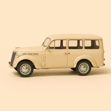 Photo professionnelle de la voiture miniature Renault Juvaquatre Break Creme De 1949 - Image clean haute qualité