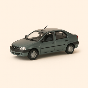 Photo professionnelle de la voiture miniature Renault Logan Gris Bleute De 2008 - Image clean haute qualité