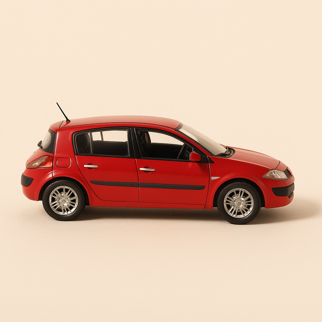 Roude Renault Mégane vun 2003 (Solido Referenz 1579)