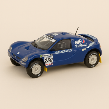 Photo professionnelle de la voiture miniature Renault Megane Schlesser N 250 Rallye Paris Dakar 2000 - Image clean haute qualité