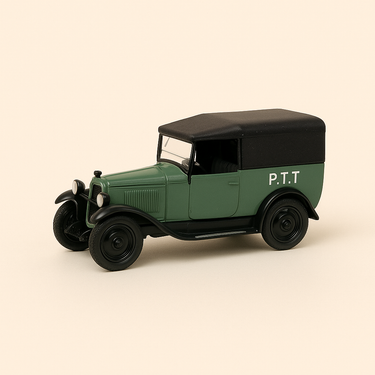 Photo professionnelle de la voiture miniature Renault Nn Verte Foncee Et Capote Noire De 1927 La Poste Ptt - Image clean haute qualité