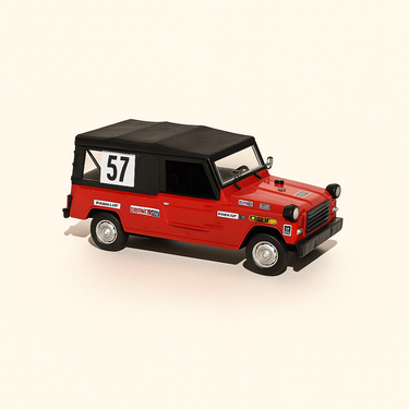 Photo professionnelle de la voiture miniature Renault Rodeo Rallye Infernal Rouge Et Toit Noir - Image clean haute qualité