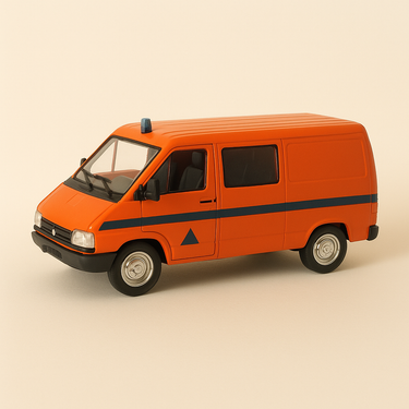 Photo professionnelle de la voiture miniature Renault Trafic Orange De La Securite Civile - Image clean haute qualité