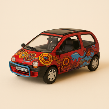 Photo professionnelle de la voiture miniature Renault Twingo Tour Daustralie Bordeaux Avec Decoration - Image clean haute qualité