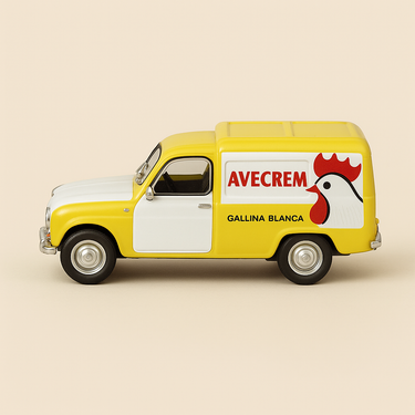 Photo professionnelle de la voiture miniature Seat Formicheta Siata Formicheta Jaune Et Blanche Avec Publicite Avecrem Gallina Blanca - Image clean haute qualité