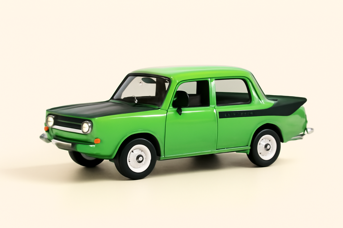 Gréng a schwaarz SIMCA 1000 Rallye 2 vun 1976