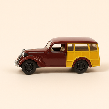 Photo professionnelle de la voiture miniature Simca 8 Canadienne Bordeaux Et Marron De 1948 - Image clean haute qualité