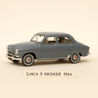 Photo professionnelle de la voiture miniature Simca 9 Aronde Bleue Grisee De 1954 - Image clean haute qualité