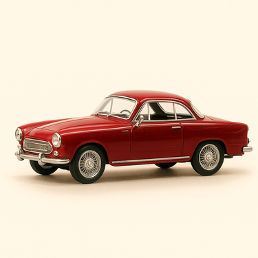 Photo professionnelle de la voiture miniature Simca 9 Sport Couleur Rouge Fonce Bordeaux De 1953 - Image clean haute qualité
