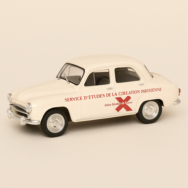 Photo professionnelle de la voiture miniature Simca Aronde Genevieve Blanche De 1954 - Image clean haute qualité