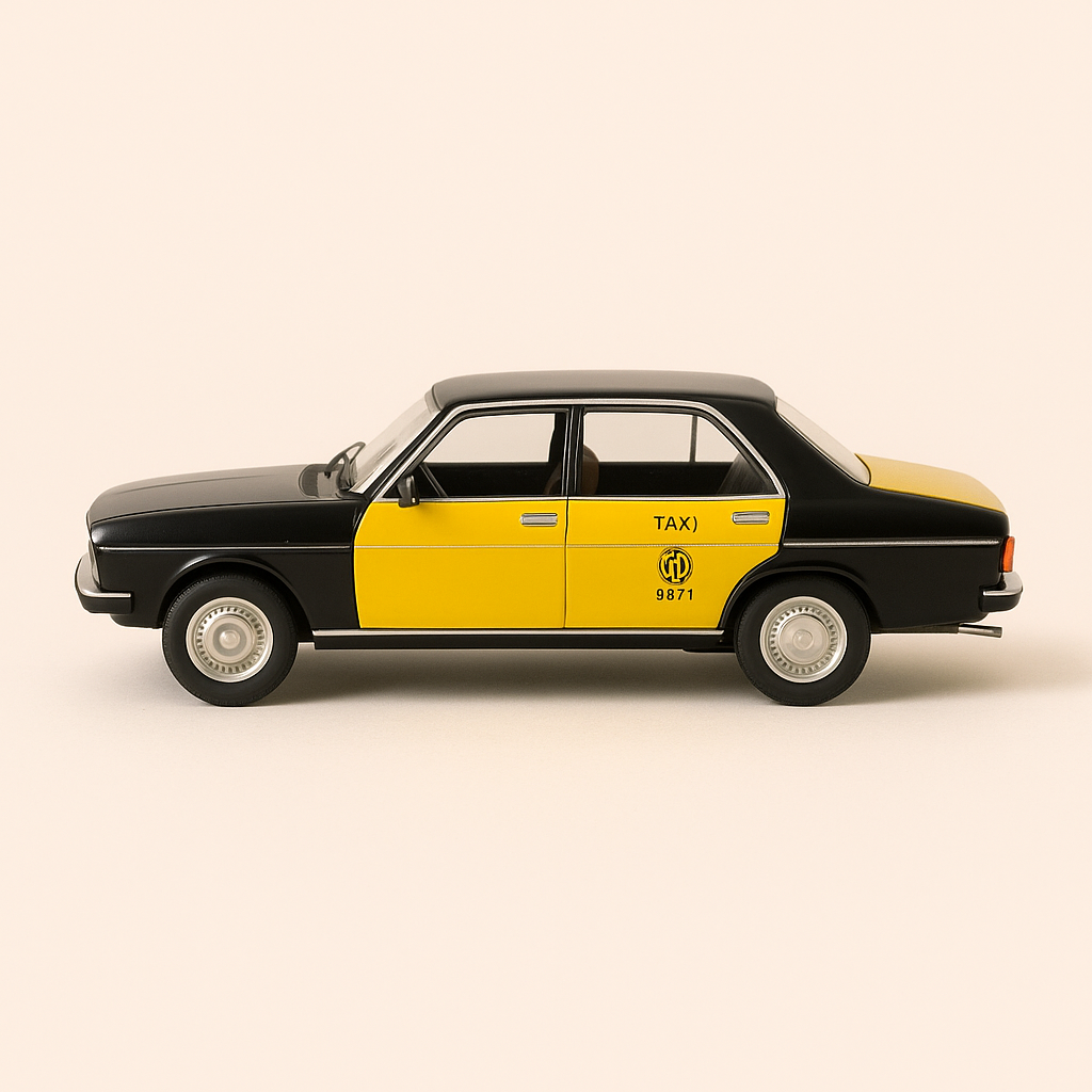 Taxi SIMCA Chrysler Diesel amarillo y negro de Barcelona de 1980