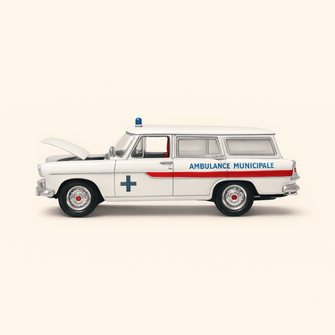 Photo professionnelle de la voiture miniature Simca Marle Ambulance Blanche De 1959 - Image clean haute qualité