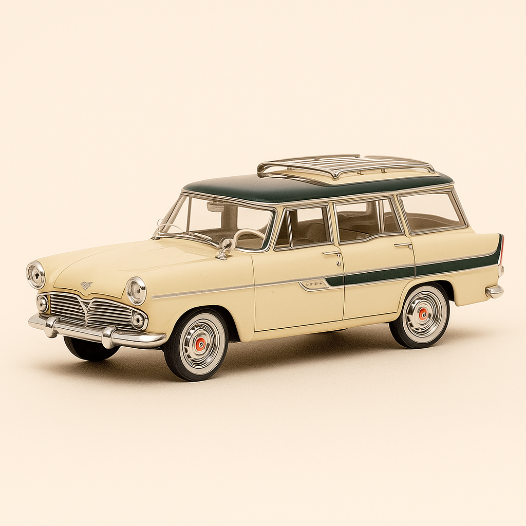 Simca Marly beige con techo verde y portaequipajes de 1959