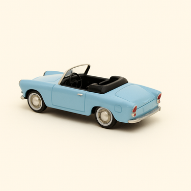 Photo professionnelle de la voiture miniature Simca Oceane Cabriolet Bleue Claire De 1957 - Image clean haute qualité
