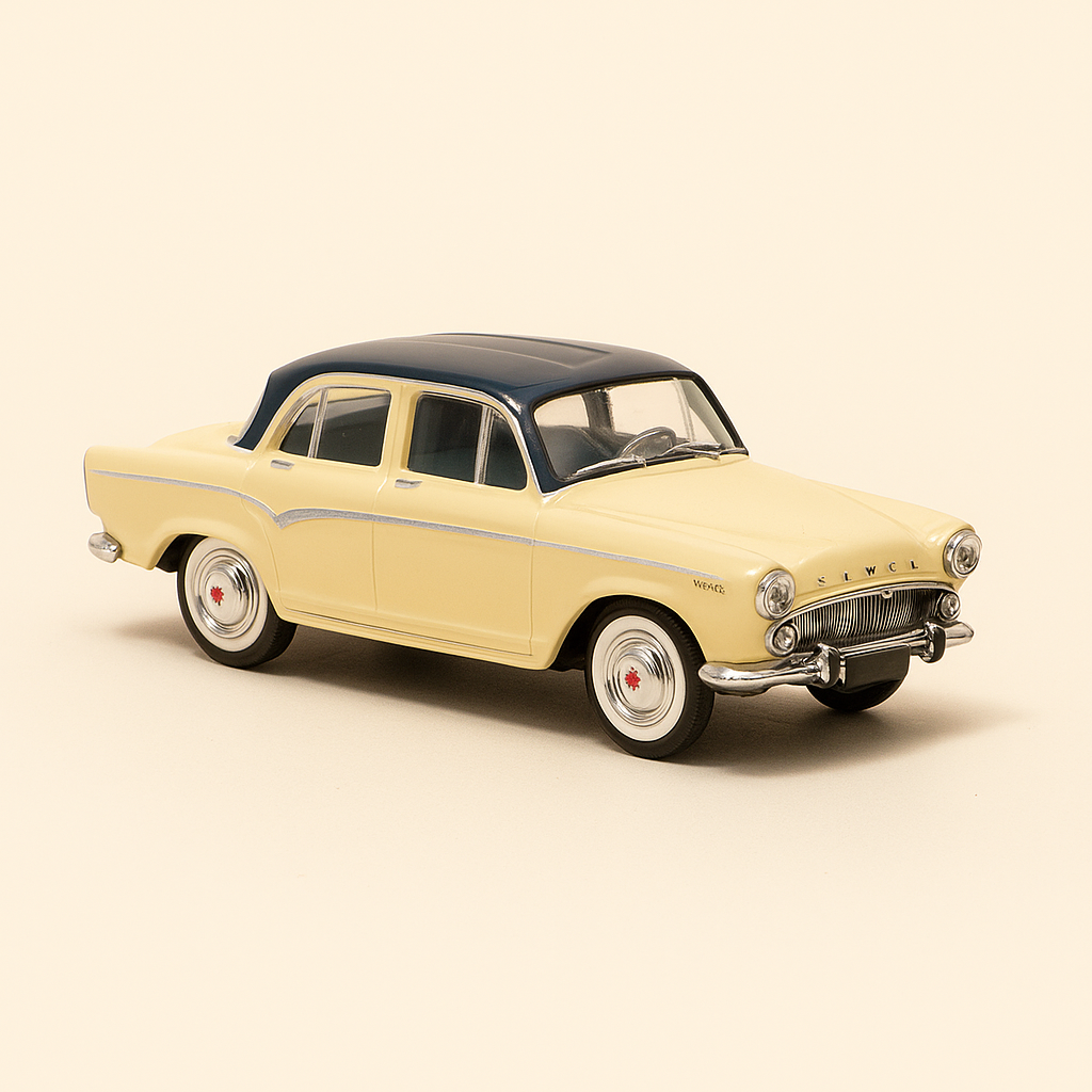 Simca P60 beige an donkelblo Daach (rechteckeg Këscht)