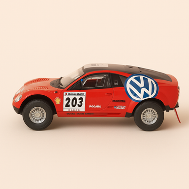 Photo professionnelle de la voiture miniature Volkswagen Tarek N 203 Paris Dakar 2003 - Image clean haute qualité