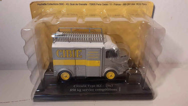 Voiture Miniature Citroën type HZ gris et bande jaune de 1963 - 850 kg service compétitions CIBIE - Bernard Miniatures