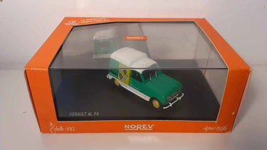 Voitures Miniatures Renault 4L F4 fourgonnette verte et blanche avec logo RENAULT (boite rectangle orange) - Bernard Miniatures