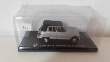Voitures Miniatures Renault 4L découvrable Heuliez grise et toit noir - Bernard Miniatures